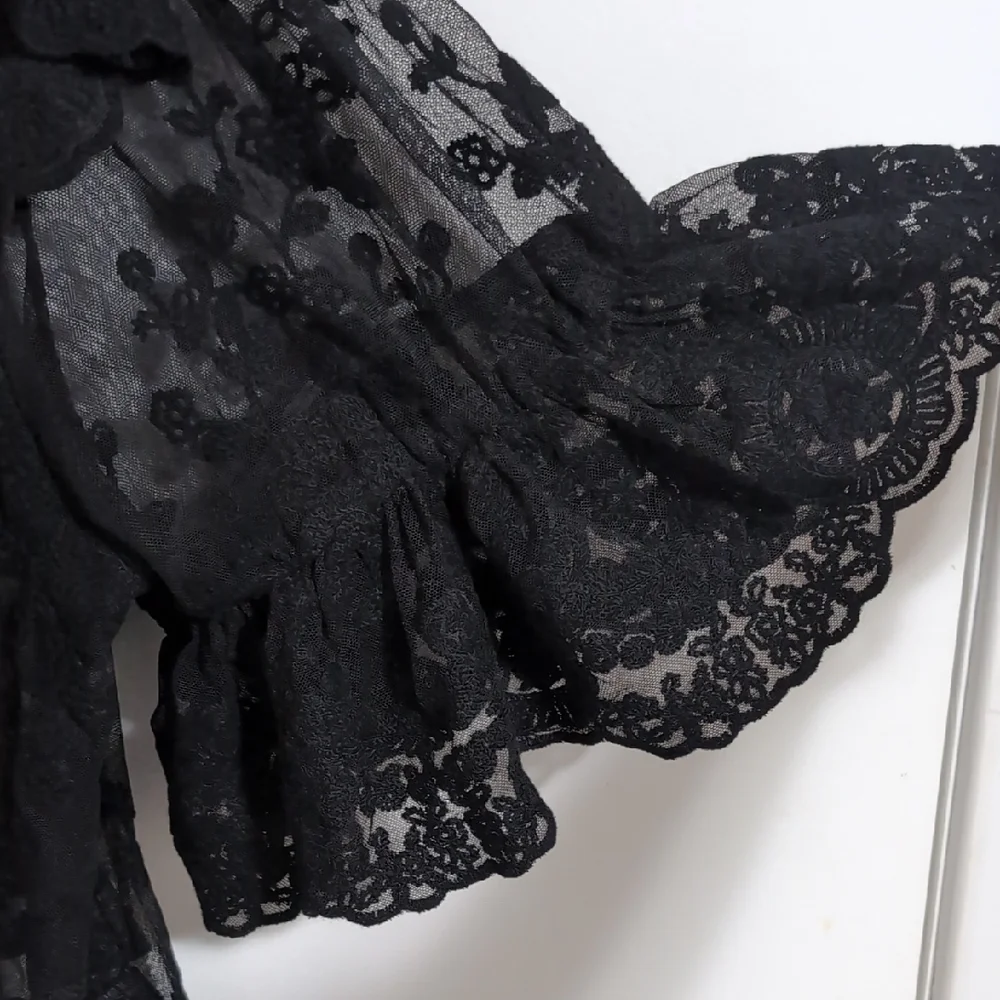 Black Lace Ruffle Top - Picture 2 of 3